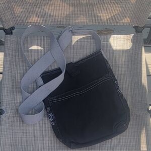Thirty-One Black Crossbody Bag with Gray Strap